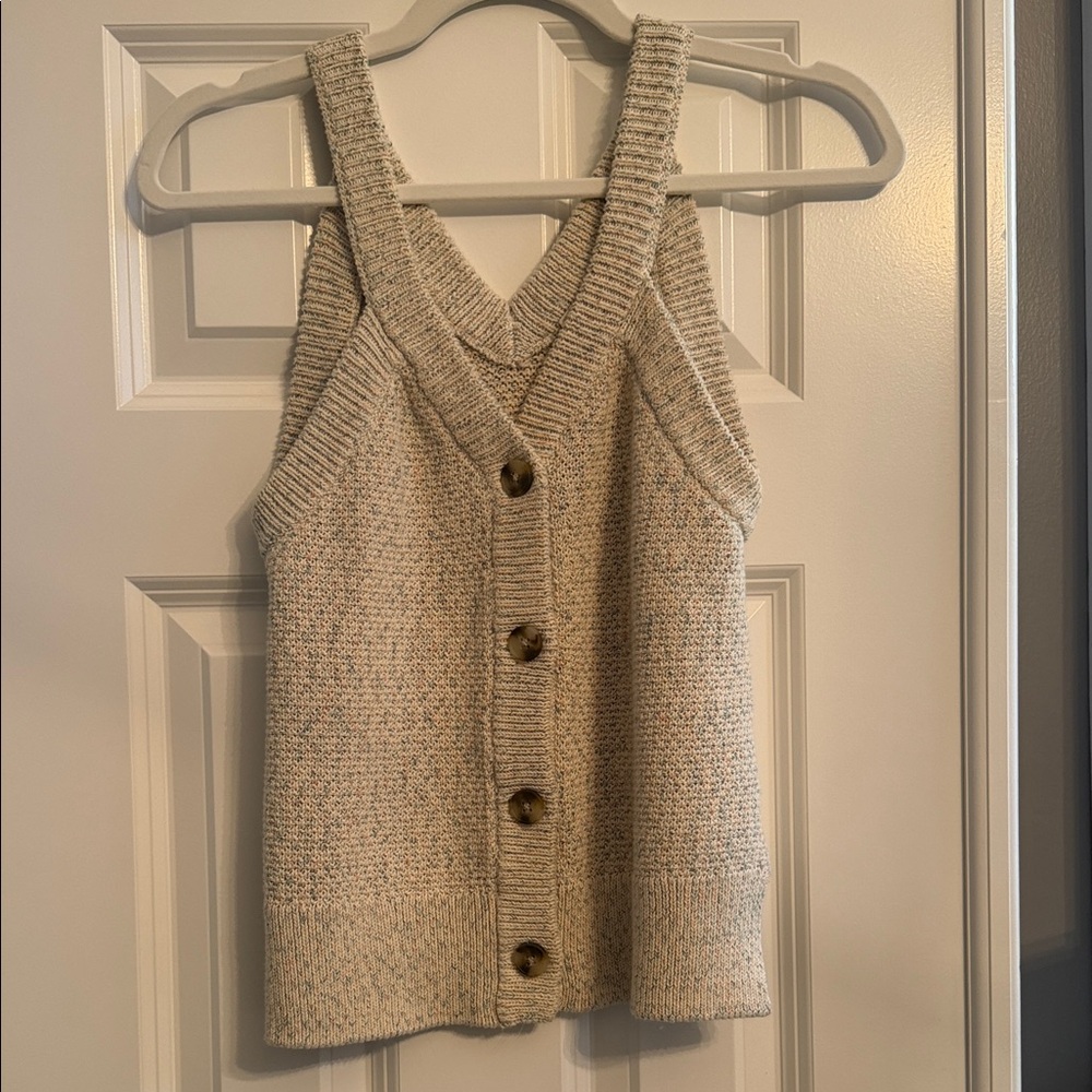 Madewell Cream multi colored Marled Knit V-Neck Sweater